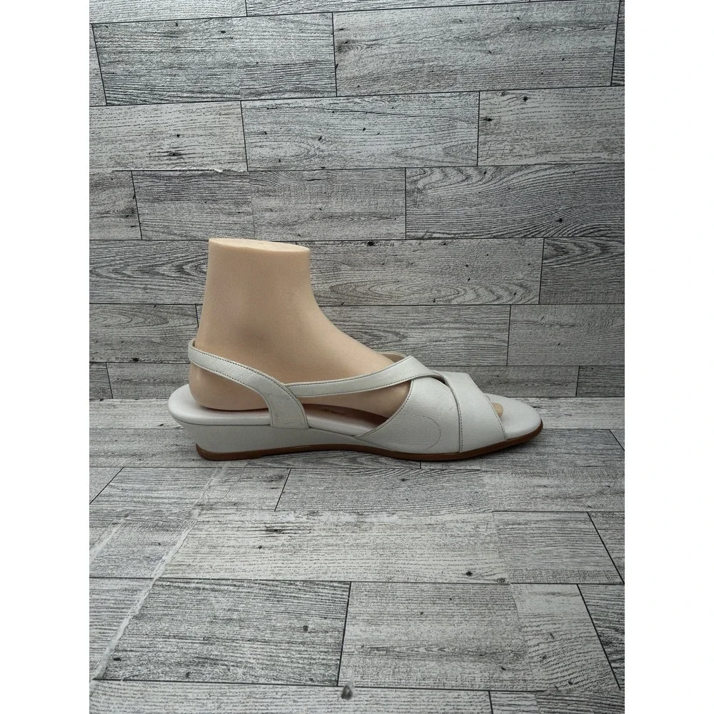 SAS Shoes Womens Size 11‎ M White Slingback Wedge Sandals Comfort Leather USA